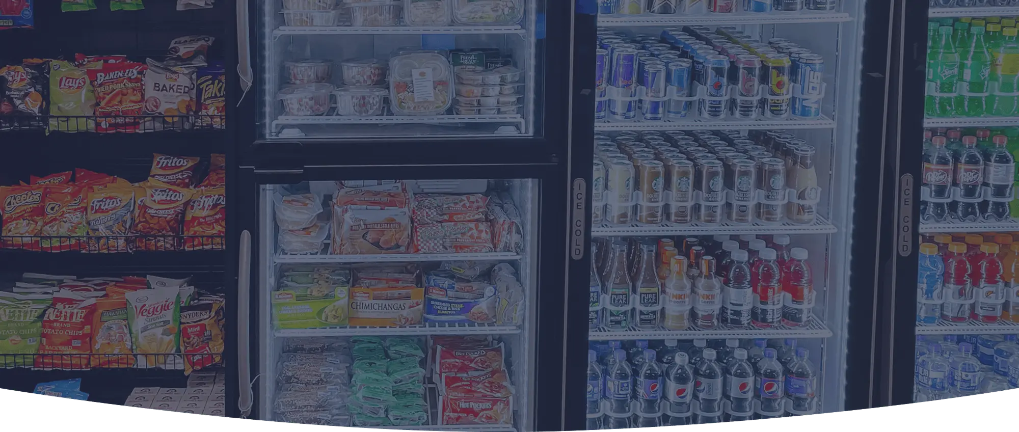 snacks and drinks in vending machine